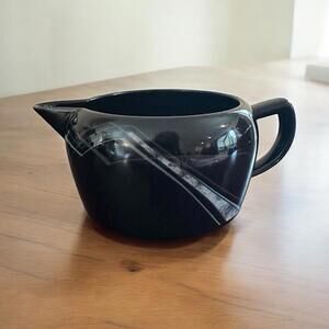 Vintage Noritake Japanese Black Destinations Gravy Boat Stoneware Japan